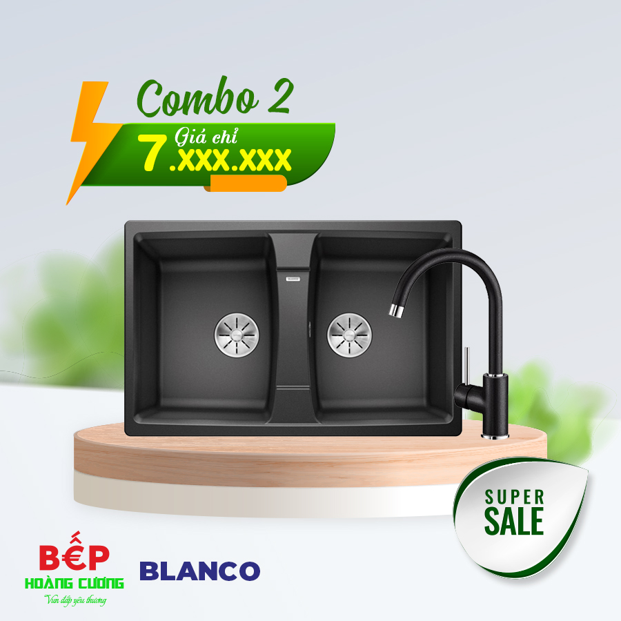 Combo Chậu rửa bát Bosch Blanco LEXA 8 Anthrancite 524960 + Vòi rửa Bosch Blanco MIDA XL Anth